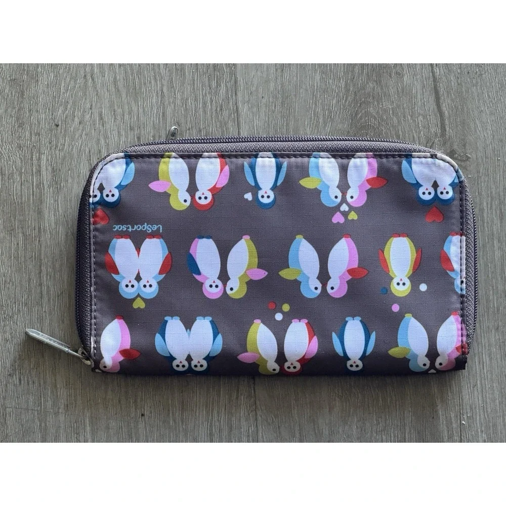 LeSportsac Penguin Print Zip Wallet Cosmetic Pouch Travel Organizer